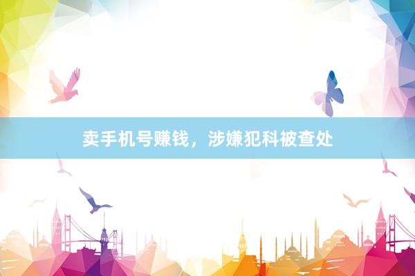 卖手机号赚钱，涉嫌犯科被查处
