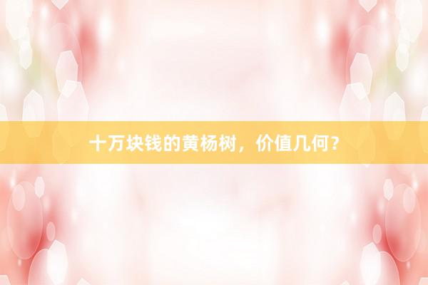 十万块钱的黄杨树，价值几何？